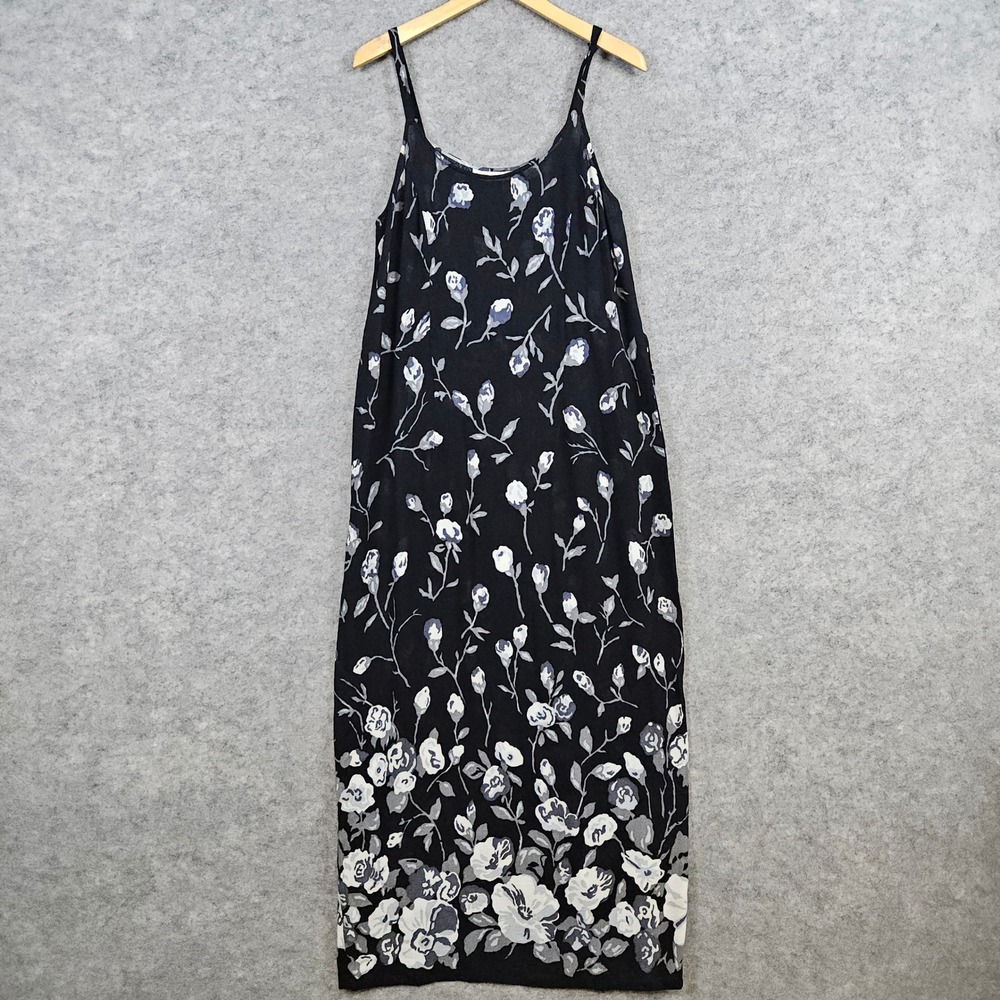 A‎ Line Anne Klein Black Floral Maxi Dress Sleeveless Size 10 Women's Coastal